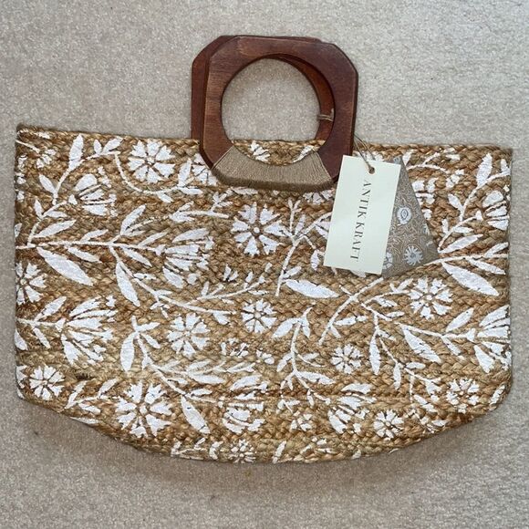 Antik Kraft Printed Straw Tote Bag! - Picture 5 of 8